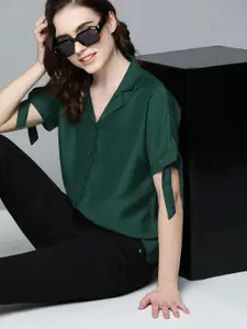 Harvard Women Green Cuban Collar Casual Shirt