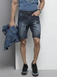 The Indian Garage Co Men Blue Slim Fit Denim Shorts