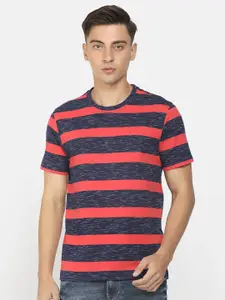 Cherokee Men Navy Blue Striped T-shirt