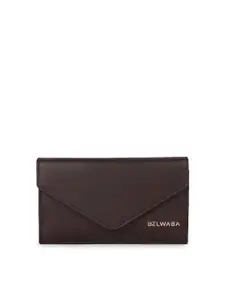 Belwaba Women Coffee Brown PU Three Fold Wallet with Passport Holder
