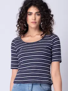 FabAlley Blue Striped Knitted Top