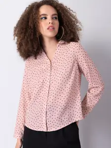 FabAlley Pink Print Shirt Style Top