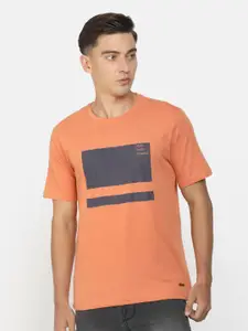 Cherokee Men Peach-Coloured Printed T-shirt