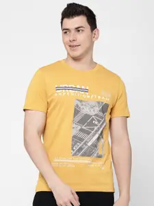 Wrangler Men Yellow Printed T-shirt