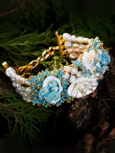 D'oro Women Gold-Toned & Turquoise Blue Handcrafted Bracelet