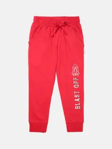 mackly Boys Red Solid Cotton Joggers