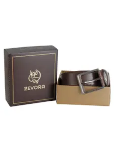 ZEVORA Men Brown Textured PU Formal Belt