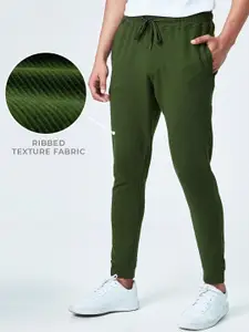 The Souled Store Men Olive Green Ribbed Cotton Joggers