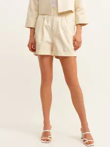 OXXO X Reborn Collection Women Beige High-Rise Shorts