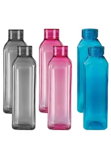 Kuber Industries Set of 6 BPA Free Square Shaped Plastic Refrigerator Bottles