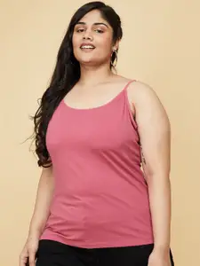 max Women Plus Size Pink Solid Camisoles