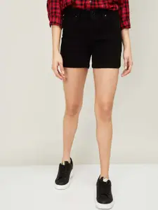 Xpose Women Black High-Rise Denim Shorts