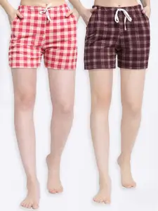 Kanvin Kanvin Women Pack Of 2 Printed Pure Cotton Lounge Shorts
