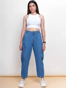 FREAKINS Women Blue High-Rise Relaxed Fit Baggy Jeans