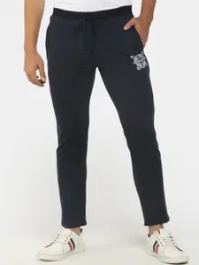 V-Mart Men Navy Blue Solid Cotton Track Pants