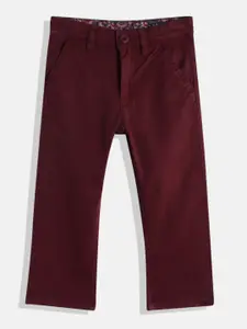 Allen Solly Junior Boys Burgundy Solid Trousers