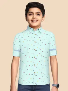 Allen Solly Junior Boys Blue Brand Logo Printed Casual Shirt