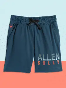 Allen Solly Junior Boys Teal Blue Typography Printed Shorts