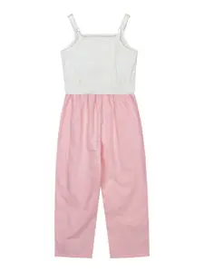 Budding Bees Girls Pink & White Pure Cotton Top with Trousers