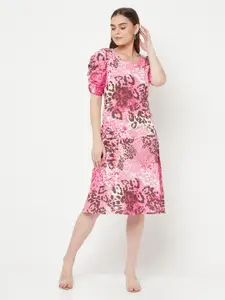 RAASSIO Pink Printed A-Line Dress