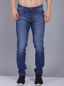 CANOE Men Blue Smart Slim Fit Low Distress Light Fade Jeans