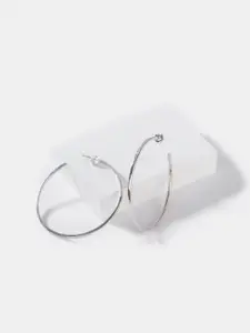 SHAYA Silver-Toned Contemporary Hoop Earrings