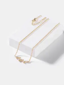 SHAYA Gold-Toned & Silver-Toned Stone Studded Pendant Necklace