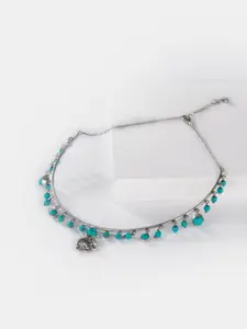 SHAYA Silver-Toned & Turquoise Blue Sterling Silver Necklace