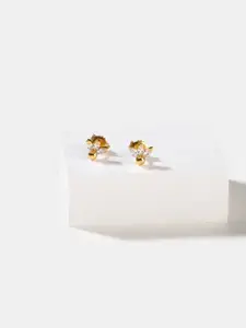SHAYA Gold-Toned & White Contemporary Studs Earrings