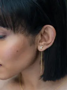 SHAYA Gold-Toned Contemporary Drop Earrings