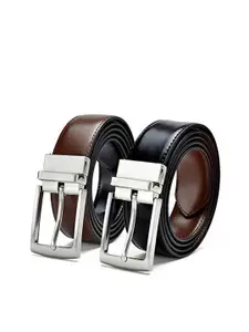 KAEZRI Men Brown & Black Set Of 2 PU Belt