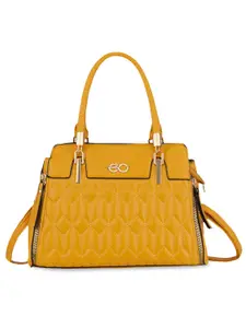 E2O Yellow Geometric PU Structured Satchel with Quilted