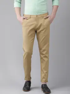 U.S. Polo Assn. Men Khaki Solid Regular Trousers