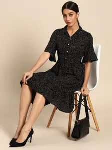 all about you Black & White Printed Shirt Dress