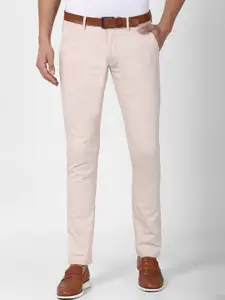 Peter England Casuals Men Cream-Coloured Skinny Fit Chinos Trousers