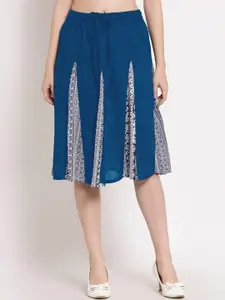 PATRORNA Women Blue Ethnic Motifs Printed Flared Skirt