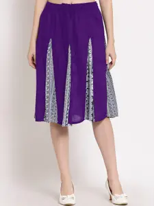 PATRORNA Women Purple Ethnic Motifs Printed Flared Skirt