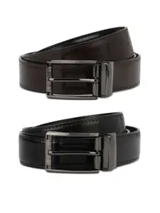 KAEZRI Men Brown Textured PU Formal Belt