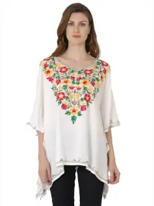 SAAKAA Off White Floral Floral Embroidered Kaftan Top