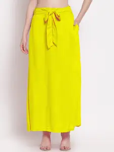 PATRORNA Women Yellow Solid Tulip Skirt