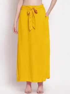 PATRORNA Women Mustard Solid Tulip Skirt