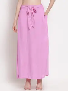 PATRORNA Women Pink Solid Maxi Skirts
