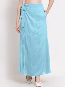 PATRORNA Women Light Blue Long Wrap Skirts