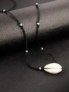 EL REGALO Black & White Beaded Adjustable Anklet