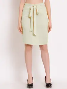 PATRORNA Womens Cream Coloured Plus Size Pencil Skirt