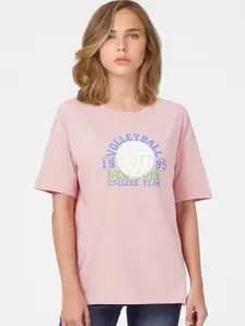ONLY Women Pink Cotton T-shirt