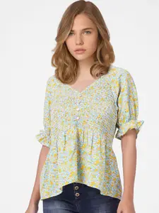 ONLY Women Beige Floral Printed Top
