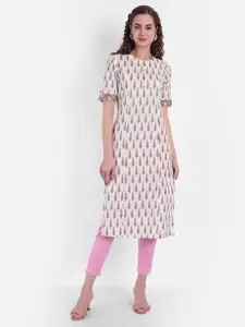 SUTI Green & Beige Ethnic Motifs Printed Floral Kurta