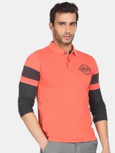 U.S. Polo Assn. Denim Co. U S Polo Assn Denim Co Men Coral Solid Polo Collar T-shirt