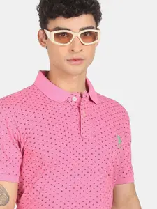U.S. Polo Assn. U S Polo Assn Men Pink Printed Polo Collar Cotton T-shirt